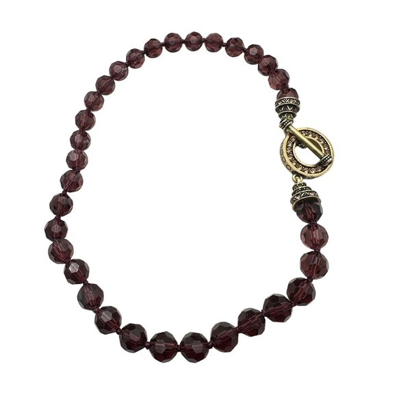Heidi Daus Multicolor Crystal Purple Glass Bronze Toggle Clasp 16 Inch Necklace - Picture 2 of 3